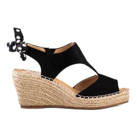 Evento Espadrilles sandaler med sløjfe sort