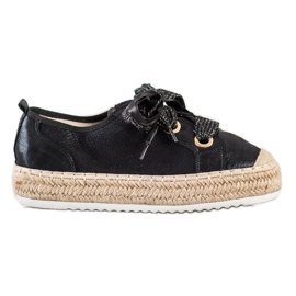 Mannika Espadriller med dekorativ binding sort