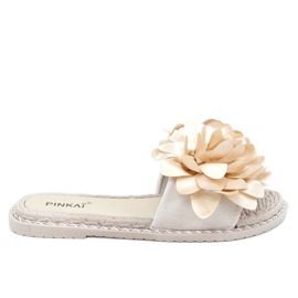 Kvinders beige tøfler med blomster LS005 Beige