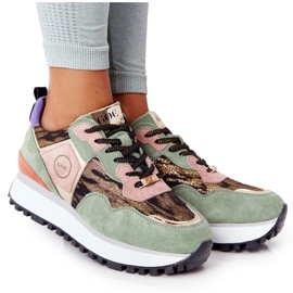 Ruskind Sportssko På GOE HH2N4002 Grøn-Guld Platform beige brun lyserød gylden