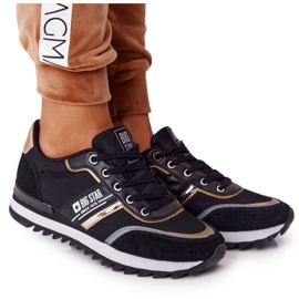 Sportssko til kvinder Memory Foam Big Star HH274272 Sort gylden