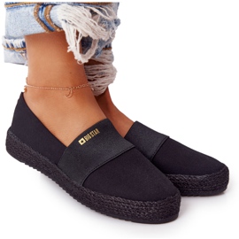Sort Espadrilles på en flettet sål Big Star HH274482 gylden