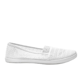 Hvide openwork sneakers med Annabella cubic zirconia