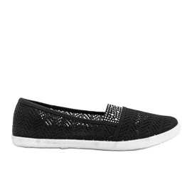 Sorte åbent sneakers med Annabella cubic zirconia