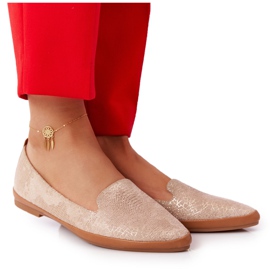Loafers til kvinder Sergio Leone MK700 ruskind beige gylden