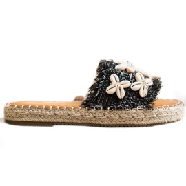 Seastar Espadrilles, flettede flip -flops med skaller beige sort