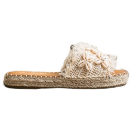 Seastar Espadrilles, flettede flip -flops med skaller beige