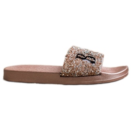 SHELOVET Smukke flip -flops med krystaller gylden