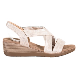 S. BARSKI Wedge Sandals S.BARSKI beige gylden