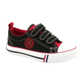 Amerikanske børnesneakers med velcro American Club LH61 sort-rød