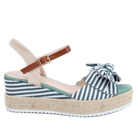 Kile sandaler hvide og grønne espadriller DZ8009 Grøn beige brun