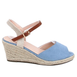 Åben tå blå espadriller 77-207 Blå beige brun
