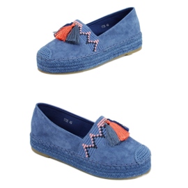 Blå 1735 Blå frynsede espadriller