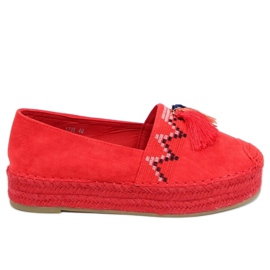 Rød 1735 Røde frynsede espadriller