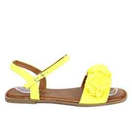 Gule sandaler til kvinder med blomster PA-370 Gul