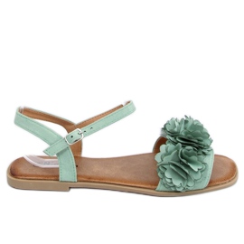 Grønne damesandaler med blomster PA-370 Grøn