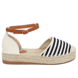 9R108 Sort stribede espadriller beige brun