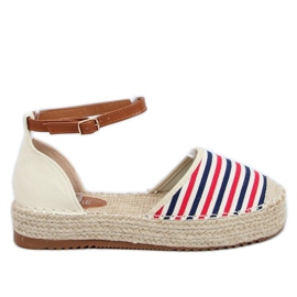 Espadriller med striber 9R108 Mix beige brun rød marine blå