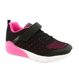 American Club Sportssko til piger med velcro RL11 sort / pink