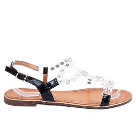 Sorte sandaler med en silikone rem 1BP-0050 Sort