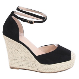 Sort Espadrilles på en kilhæl 3010 Sort
