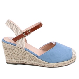 Blå Espadriller på kiler, blå 77-206 Blå beige brun