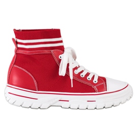 SHELOVET Moderigtige Slip-On sneakers hvid rød