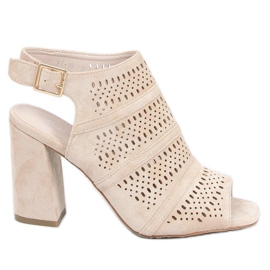 Åbne beige højhælede sandaler YT-99 Beige