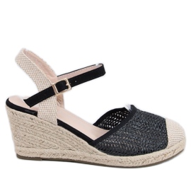 Sort Espadrilles på en kilehæl DZ8006 Sort beige