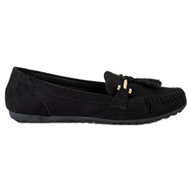 Queentina Moderigtige loafers i ruskind sort gylden
