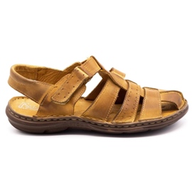 Polbut Mænds lædersandaler 211 beige