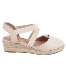 Espadriller på en lav kile beige 9R65 Beige