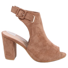 Sandaler høje hæle kamel 100-1001 SA-2 Camel brun flerfarvet