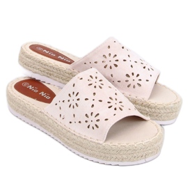 Beige åbnede hjemmesko espadrilles 99-62A Beige