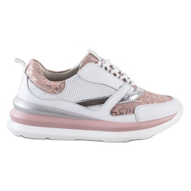 ARTIKER Hvide og pink læder sneakers lyserød