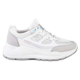 SHELOVET Stilfulde sneakers hvid sølv grå