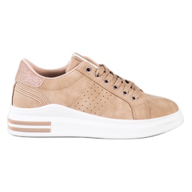 SHELOVET Eco læder sneakers beige gylden