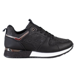 SHELOVET Sorte sneakers med mønstre