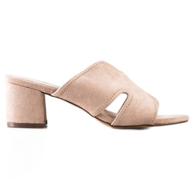 S. BARSKI Elegante ruskindstøfler beige gylden