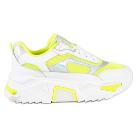 SHELOVET Sneakers på platformen med mesh hvid flerfarvet grøn