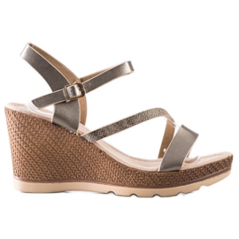 Sabatina Sølv sandaler på kile beige