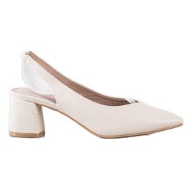 Goodin Stilfulde pumps med udsat hæl beige