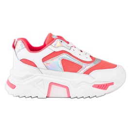 SHELOVET Sneakers på platformen med mesh hvid rød