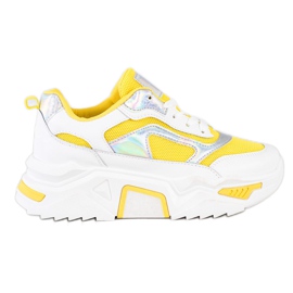 SHELOVET Sneakers på platformen med mesh hvid sølv gul