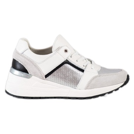 Goodin Hvide og sølv læder sneakers sort grå