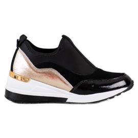 Goodin Wedge sneakers i læder sort gylden