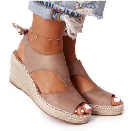 EVE Beige Mykonos kile sandaler med fletninger