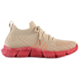 SHELOVET Openwork sneakers på platformen beige