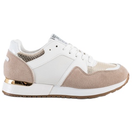 SHELOVET Stilfulde WHITE AND BEIGE sneakers hvid
