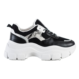 SHELOVET Stilfulde sneakers med glitter sort